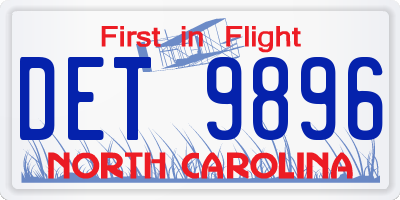 NC license plate DET9896