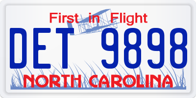 NC license plate DET9898