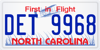 NC license plate DET9968
