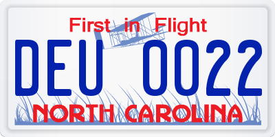NC license plate DEU0022