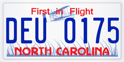 NC license plate DEU0175