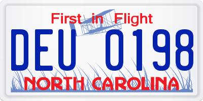 NC license plate DEU0198