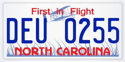 NC license plate DEU0255