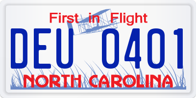 NC license plate DEU0401