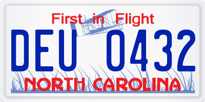 NC license plate DEU0432