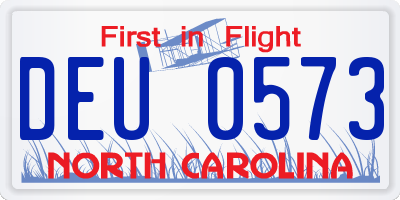 NC license plate DEU0573