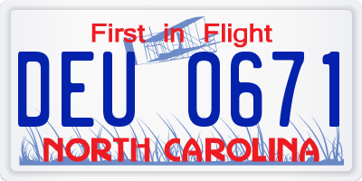 NC license plate DEU0671