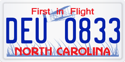 NC license plate DEU0833