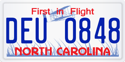 NC license plate DEU0848