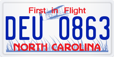NC license plate DEU0863