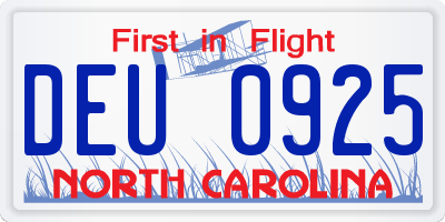 NC license plate DEU0925