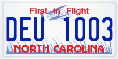 NC license plate DEU1003