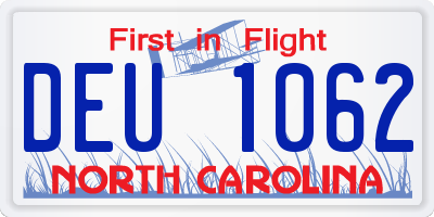 NC license plate DEU1062