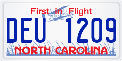 NC license plate DEU1209