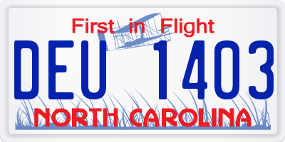 NC license plate DEU1403