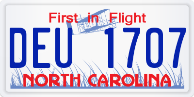 NC license plate DEU1707