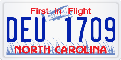 NC license plate DEU1709