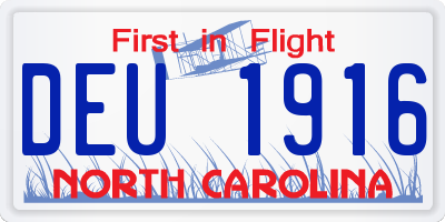 NC license plate DEU1916