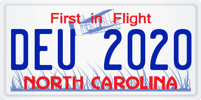 NC license plate DEU2020
