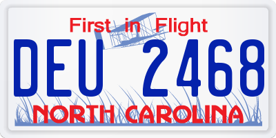 NC license plate DEU2468