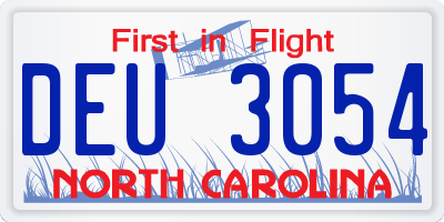 NC license plate DEU3054