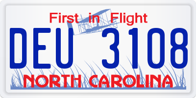 NC license plate DEU3108