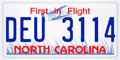 NC license plate DEU3114