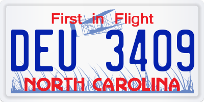 NC license plate DEU3409