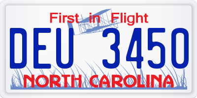 NC license plate DEU3450