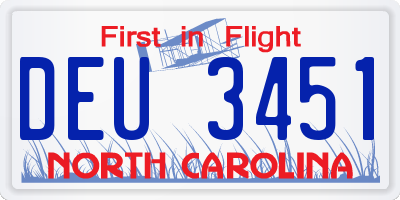 NC license plate DEU3451