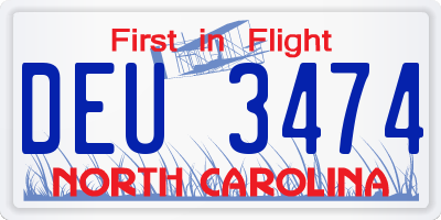 NC license plate DEU3474