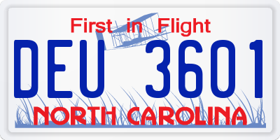 NC license plate DEU3601