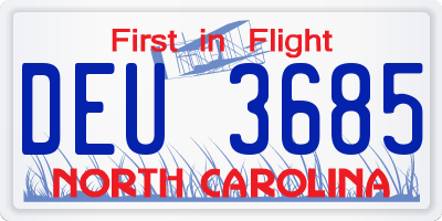 NC license plate DEU3685