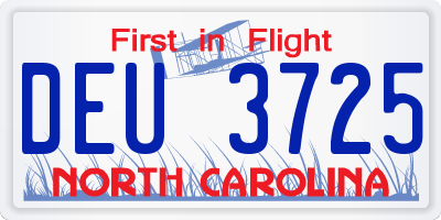NC license plate DEU3725