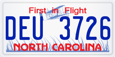 NC license plate DEU3726