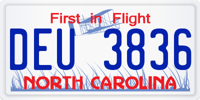NC license plate DEU3836