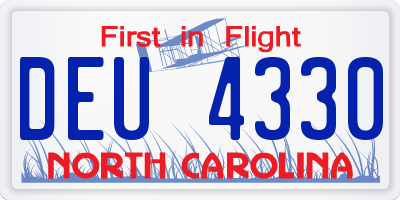 NC license plate DEU4330