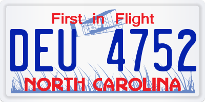 NC license plate DEU4752