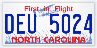 NC license plate DEU5024