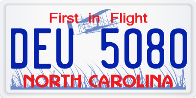 NC license plate DEU5080