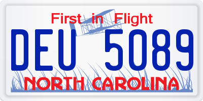 NC license plate DEU5089
