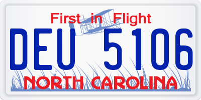 NC license plate DEU5106