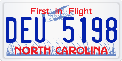 NC license plate DEU5198