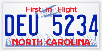 NC license plate DEU5234