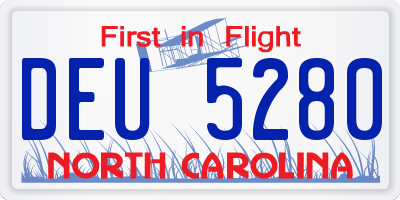 NC license plate DEU5280