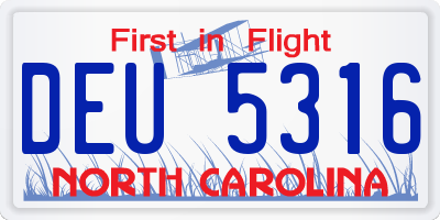NC license plate DEU5316