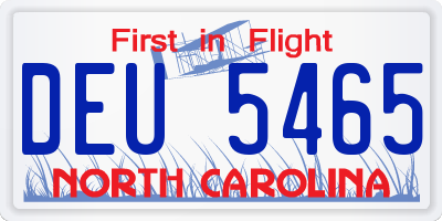 NC license plate DEU5465