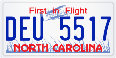 NC license plate DEU5517