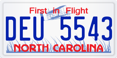 NC license plate DEU5543