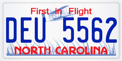 NC license plate DEU5562